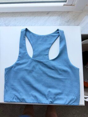 Girlfriend Collective Paloma Racerback Bra (M, Blue)